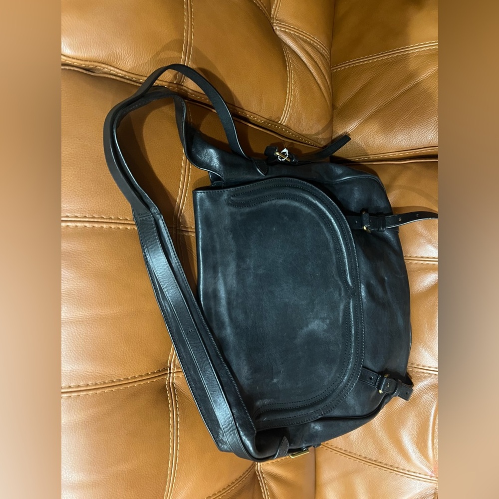 Polo Ralph Lauren Black Leather Moto Bag. - Picture 9 of 13